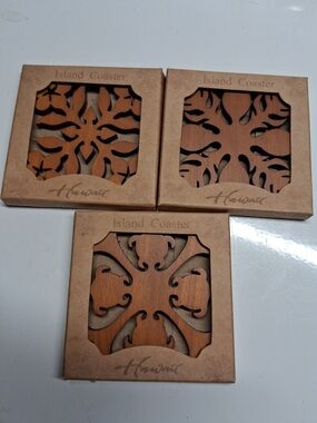 Island Coaster Wooden Hawaiian Set - Brown
